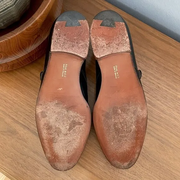Brooks Brothers Peal Co Monk Strap Dress Shoes Black Leather Mens Size US 11.5 B
