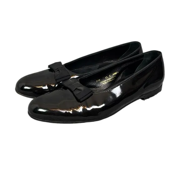 Brooks English Brooks Brothers Sz 13 Leather Elegant Black Women's Loafers w/Bow
