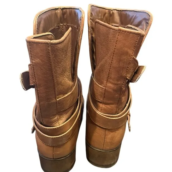 Brown Leather Combat &amp; Moto Boots