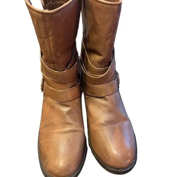 Brown Leather Combat &amp; Moto Boots