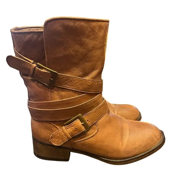 Brown Leather Combat &amp; Moto Boots