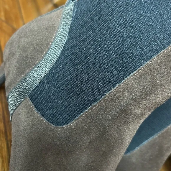Brunello Cucinelli Suede Chelsea Khaki Ankle Boots with Kitten Heel