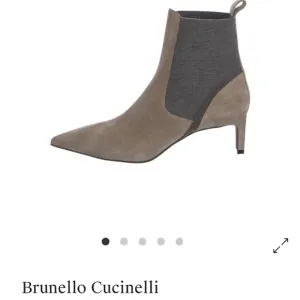 Brunello Cucinelli Suede Chelsea Khaki Ankle Boots with Kitten Heel