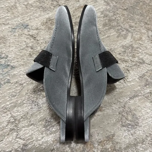 Brunello Cucinelli Velvet Monili Embellishments Mules Size 39 or US Size 9