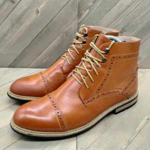 Bruno Marc Bergen Cap Toe Chukka Boots Mens Size 10.5 Cognac Brown Casual Shoes