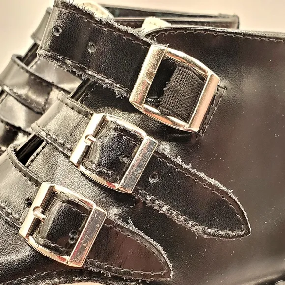Buckle Creeper Boots Black White Leather TUK NIB