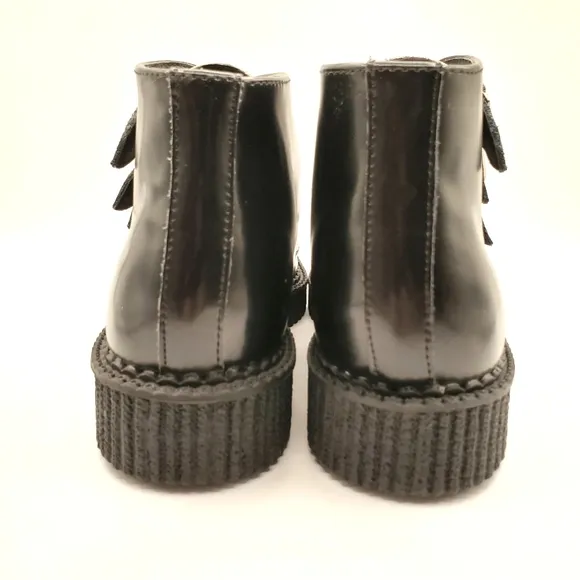 Buckle Creeper Boots Black White Leather TUK NIB