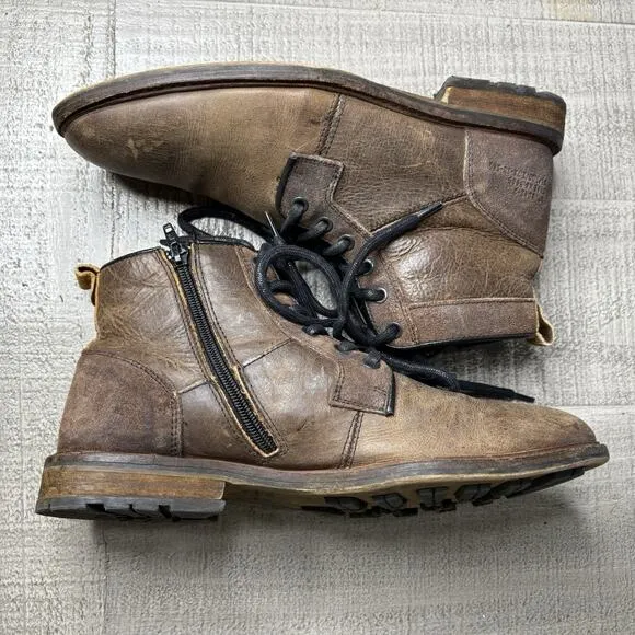 BULLBOXER Mens Size US 8 REDMOND Boots Brown Leather Lace Up Chukka