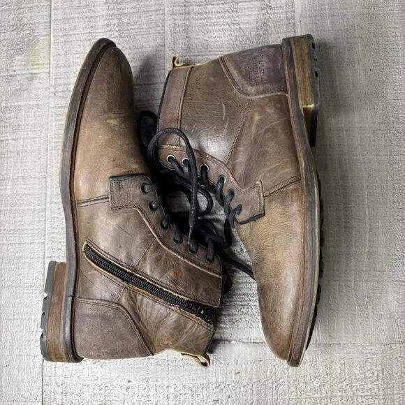 BULLBOXER Mens Size US 8 REDMOND Boots Brown Leather Lace Up Chukka