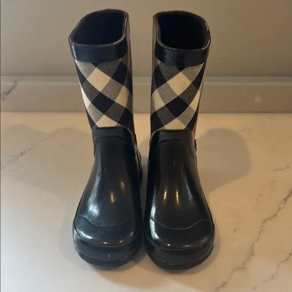 Burberry Kids House Check Panelled Rain Boots size 11