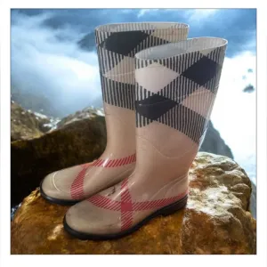 Burberry Plaid Winter &amp; Rain Boots - Beige and Black