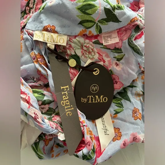 BYTIMO Summer Of Love Floral Long Wrap dress in Blue Dream