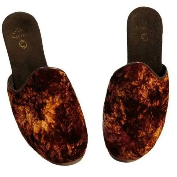 CALLEEN CORDERO Womens Velvet Wooden Clogs Mules Designer Handmade Size 9.5