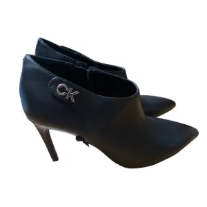 Calvin Klein Hally 2 Womens Boots Sz 11M Shoes 3.5” High Heels Ankle Black NEW