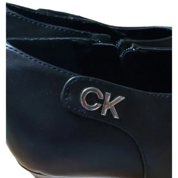 Calvin Klein Hally 2 Womens Boots Sz 11M Shoes 3.5” High Heels Ankle Black NEW