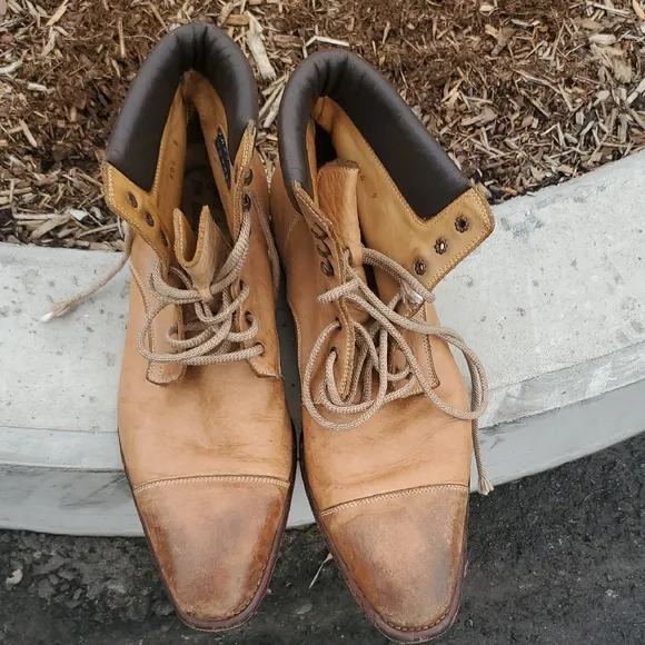 Calzoleria Harris Men's Tan Leather Boots Hand Made In Italy Size 9