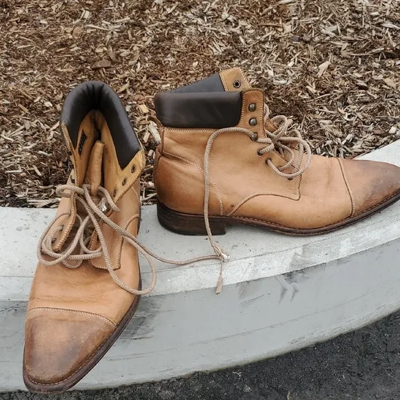 Calzoleria Harris Men's Tan Leather Boots Hand Made In Italy Size 9