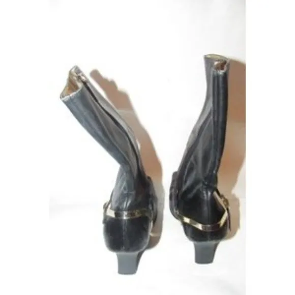 Carlos Santana Soft Black Leather Mid Calf Zip