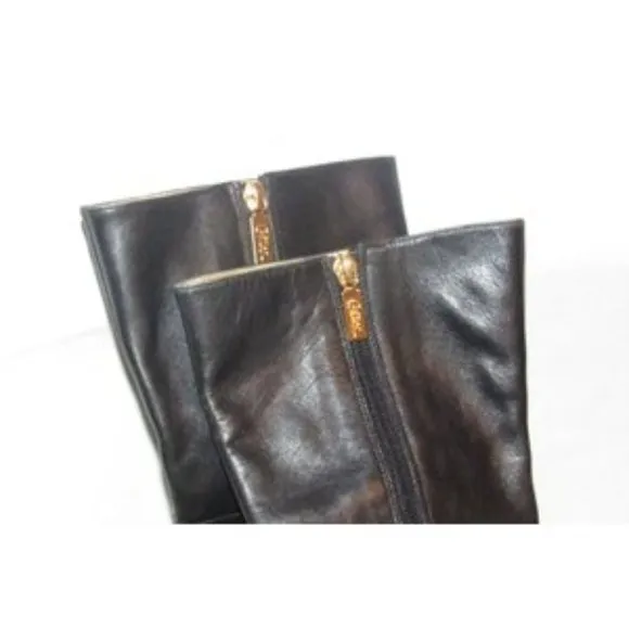 Carlos Santana Soft Black Leather Mid Calf Zip