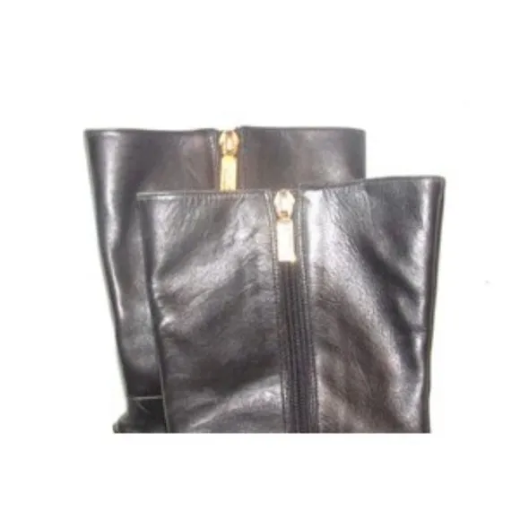 Carlos Santana Soft Black Leather Mid Calf Zip