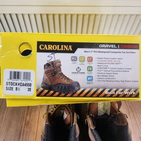 Carolina 7&quot; Gravel PC2 Waterproof Comp Toe 4x4 Hiker Work Boots CA4558 Men 8.5EE