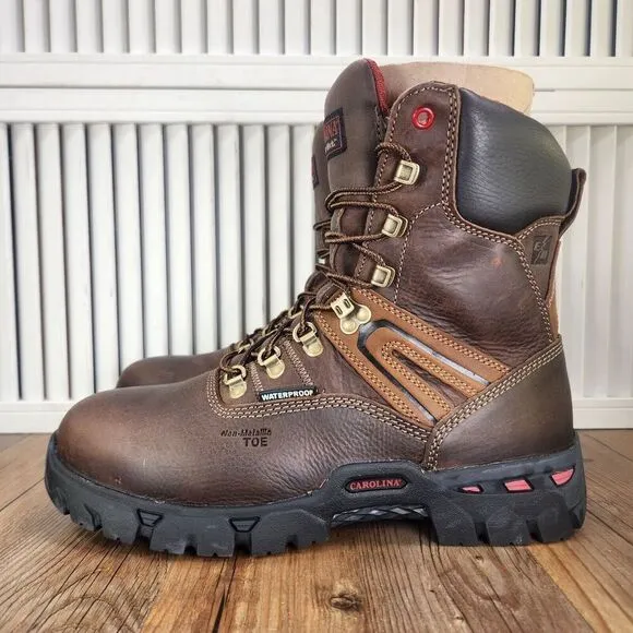 Carolina CA5536 8&quot; Waterproof Composite Toe Work Boots Mens Sz 8.5 EE Wide Brown