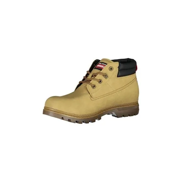 Carrera Laced Ankle Boots with Contrast Details and Logo Embellishment Beige