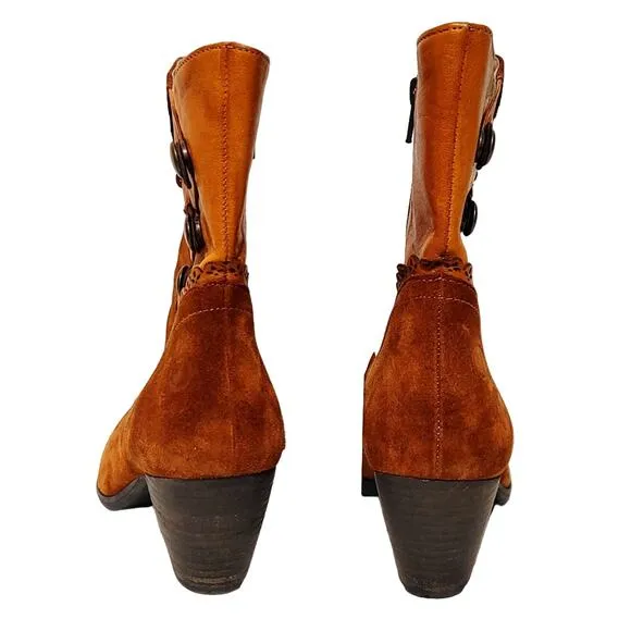 Casta Sundance Anda Ankle Boots Western Victorian Brown Suede Womens EU 40 US9.5