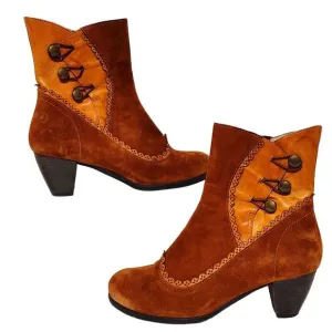 Casta Sundance Anda Ankle Boots Western Victorian Brown Suede Womens EU 40 US9.5