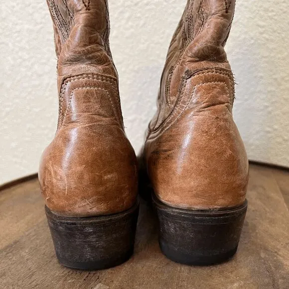 Cavender's Tan Brown Leather Western Boots Women's Size 7.5 B