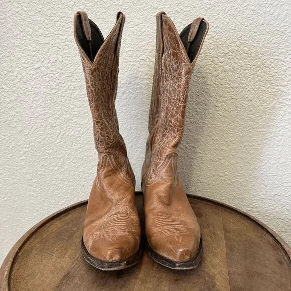 Cavender's Tan Brown Leather Western Boots Women's Size 7.5 B