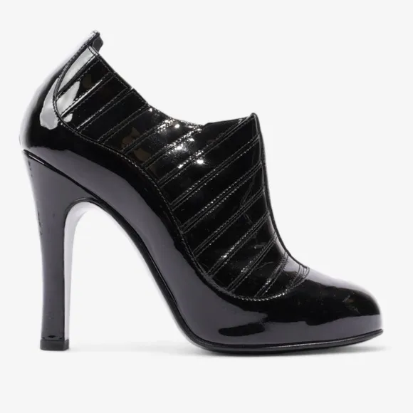 Chanel Paris New York Black Patent Leather Booties Heels Boots EU 40 US 9.5 - 10