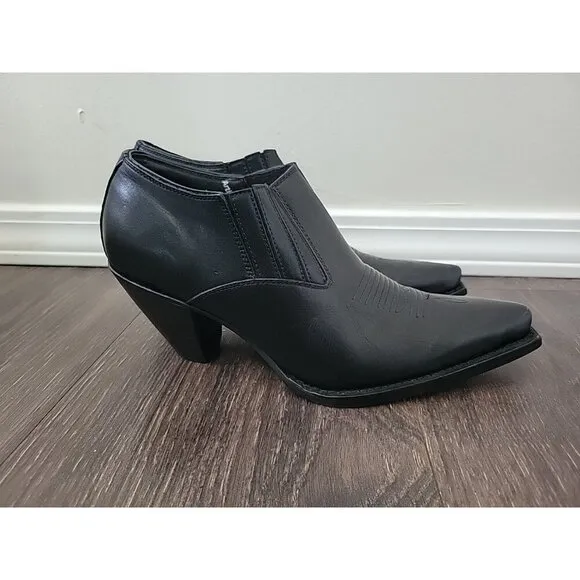 Charlie 1 Horse By Lucchese Women's Ankle Boots Black Leather Snip-Toe Size 6.5