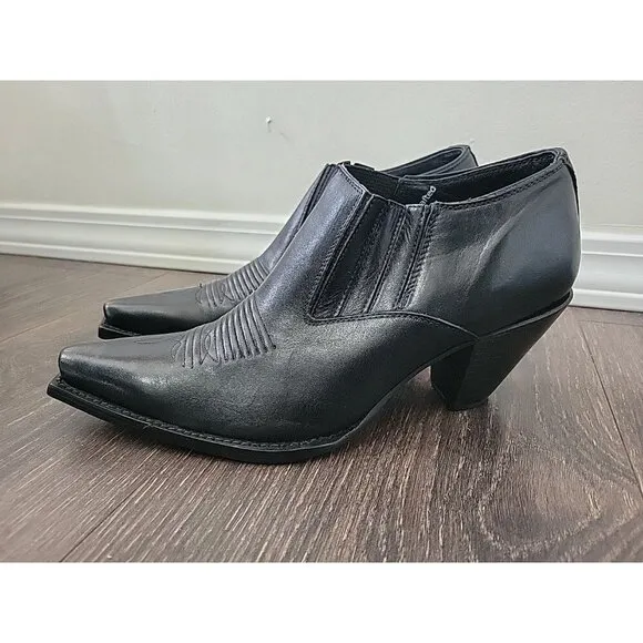 Charlie 1 Horse By Lucchese Women's Ankle Boots Black Leather Snip-Toe Size 6.5