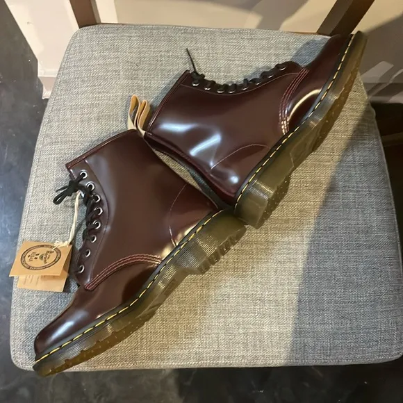 Cherry red Dr. Marten’s air wair boots.