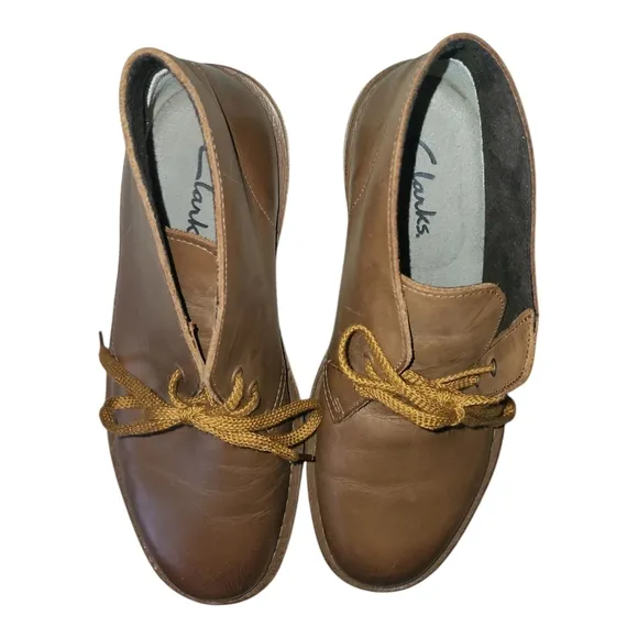 Clarks Bushacre Brown Leather Chukka Boots Lace up 8