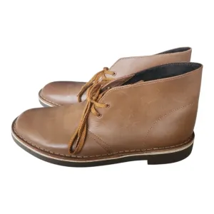 Clarks Bushacre Brown Leather Chukka Boots Lace up 8