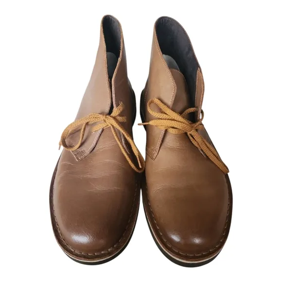 Clarks Bushacre Brown Leather Chukka Boots Lace up 8