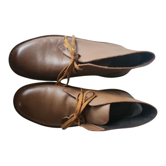 Clarks Bushacre Brown Leather Chukka Boots Lace up 8
