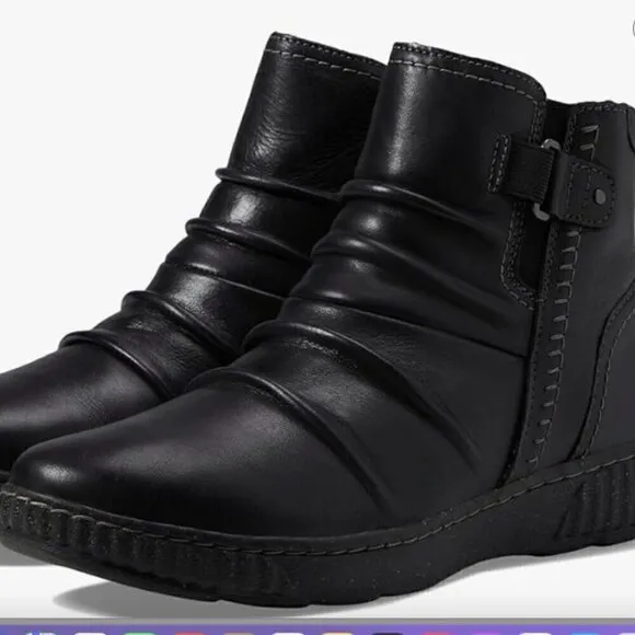Clarks: Clarks Women's Caroline Orchid Black Leather Boot Booties Size 11