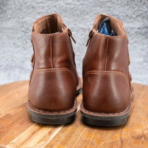 Clarks Janice Verna Dark Tan Leather Ankle Boots Women's Size 8 M EUC