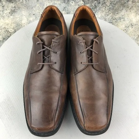 Clarks Men's Size 12M Gatewood Over Brown Leather Lace-Up Oxford Dress Shoes