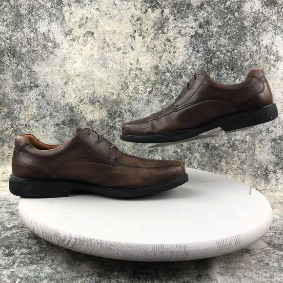 Clarks Men's Size 12M Gatewood Over Brown Leather Lace-Up Oxford Dress Shoes