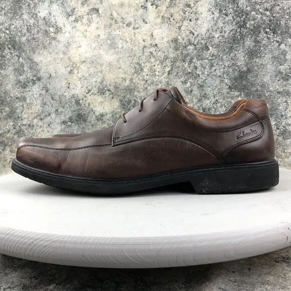 Clarks Men's Size 12M Gatewood Over Brown Leather Lace-Up Oxford Dress Shoes