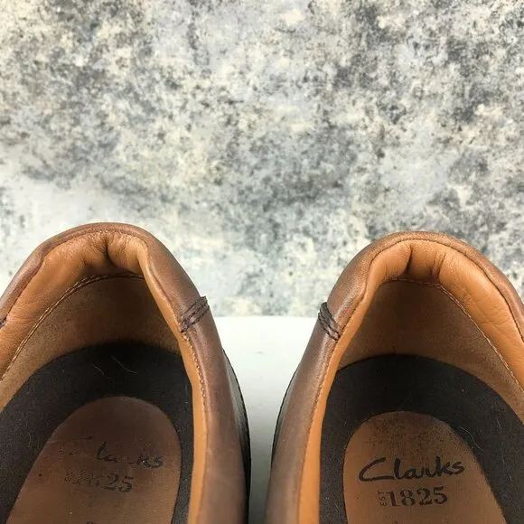 Clarks Men's Size 12M Gatewood Over Brown Leather Lace-Up Oxford Dress Shoes