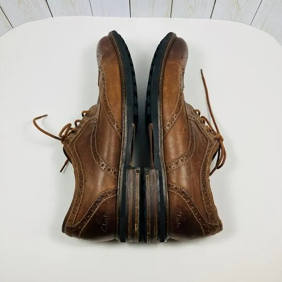 Clarks Oxford Wingtip Shoes Mens 13M Brown Leather Dress Shoes 66119