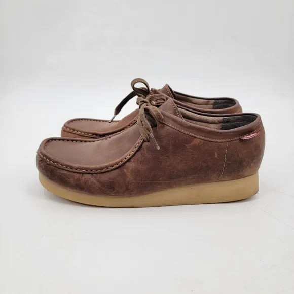 Clarks Shacre Chukka Mens Size 12 EU 46 Brown Leather Gum Sole Casual Shoes