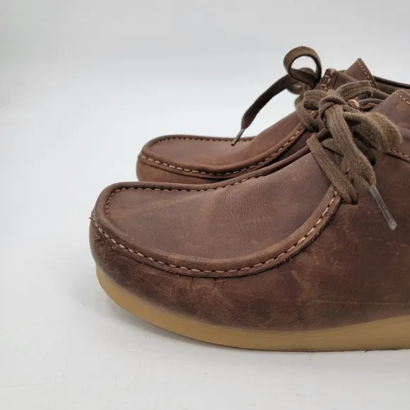 Clarks Shacre Chukka Mens Size 12 EU 46 Brown Leather Gum Sole Casual Shoes