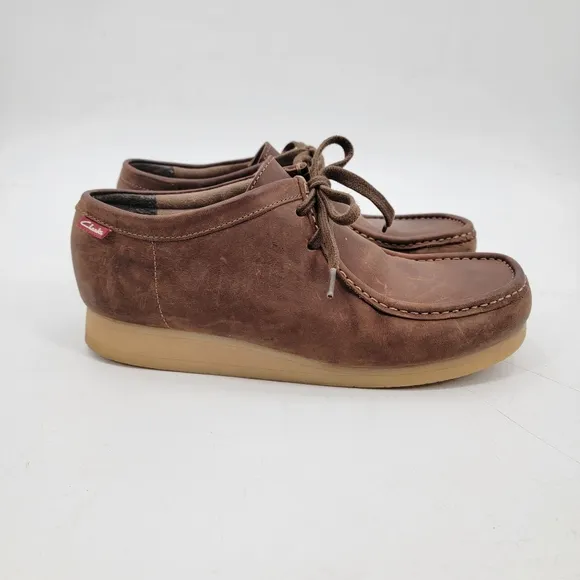 Clarks Shacre Chukka Mens Size 12 EU 46 Brown Leather Gum Sole Casual Shoes