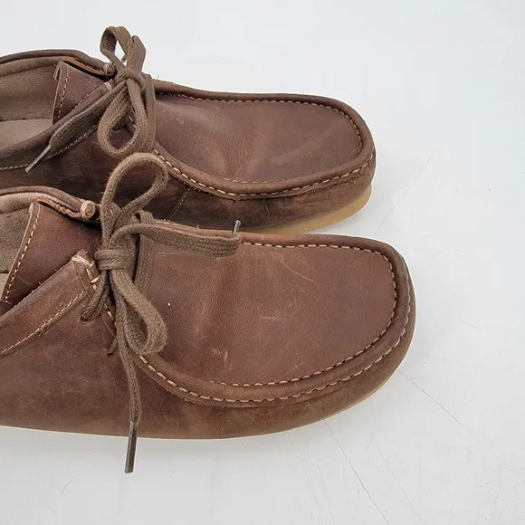 Clarks Shacre Chukka Mens Size 12 EU 46 Brown Leather Gum Sole Casual Shoes